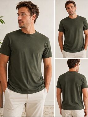 Robert Barakett Olive Green Premium Cotton Tee Shirt Size Large NWT